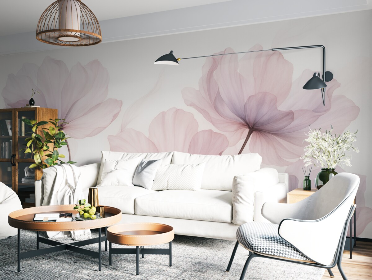 Fototapeta Kwitnące rośliny w subtelnych tonacjach różu.