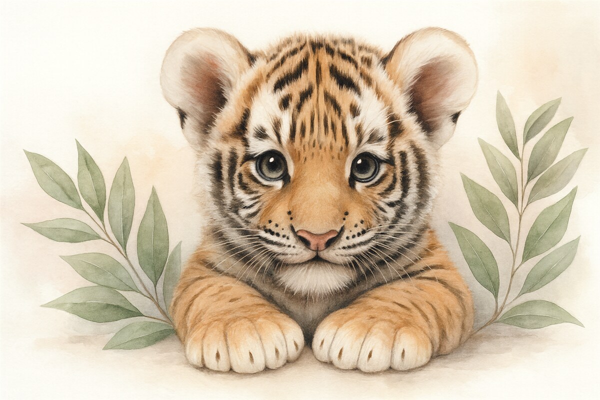 Fototapeta Urocze małe tygrysiątko.