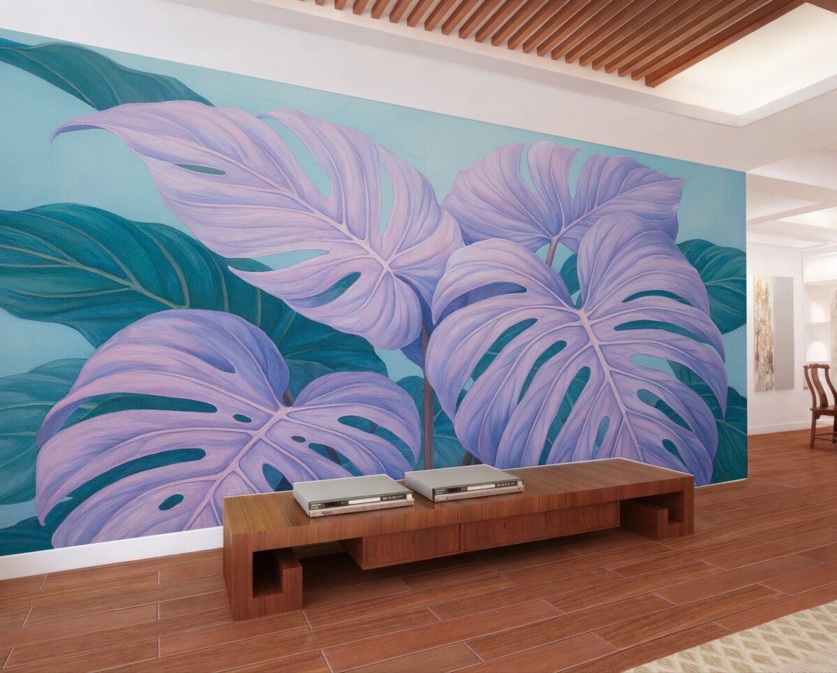 Fototapeta Liście tropikalne w jaskrawych barwach.