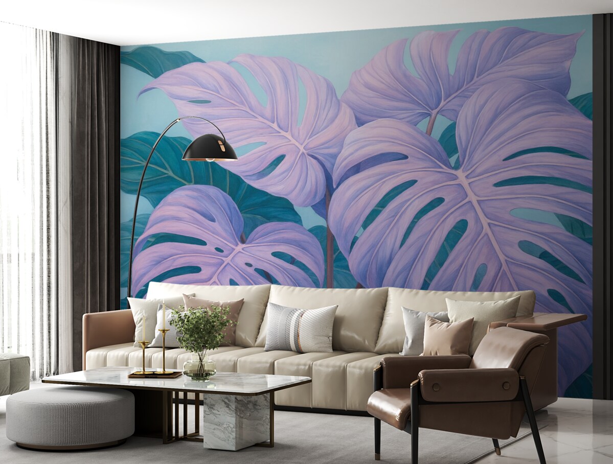 Fototapeta Liście tropikalne w jaskrawych barwach.