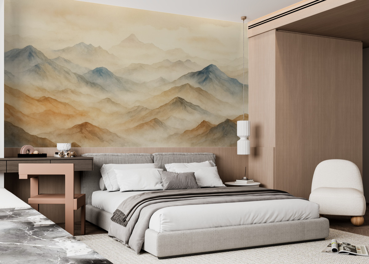 Fototapeta Zamglone góry w subtelnych odcieniach.