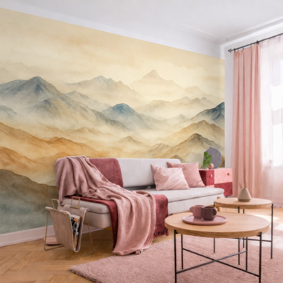 Fototapeta Zamglone góry w subtelnych odcieniach.