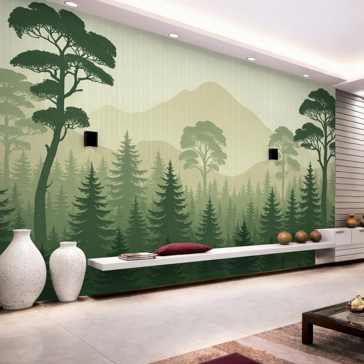 Fototapeta Górski lasek w mglistym powietrzu.