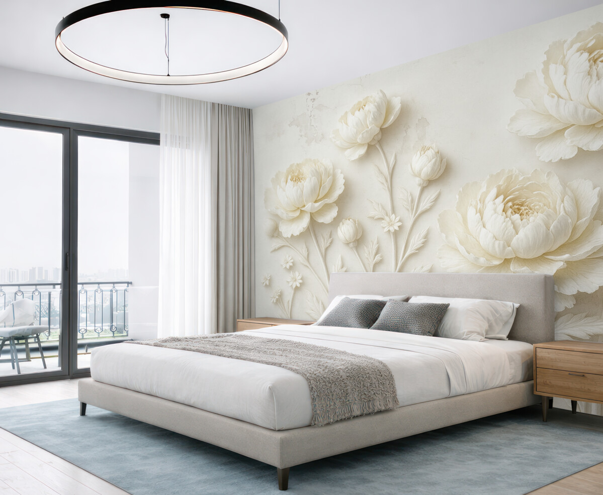 Fototapeta Kwiaty na betonowej powierzchni w klimacie grunge.