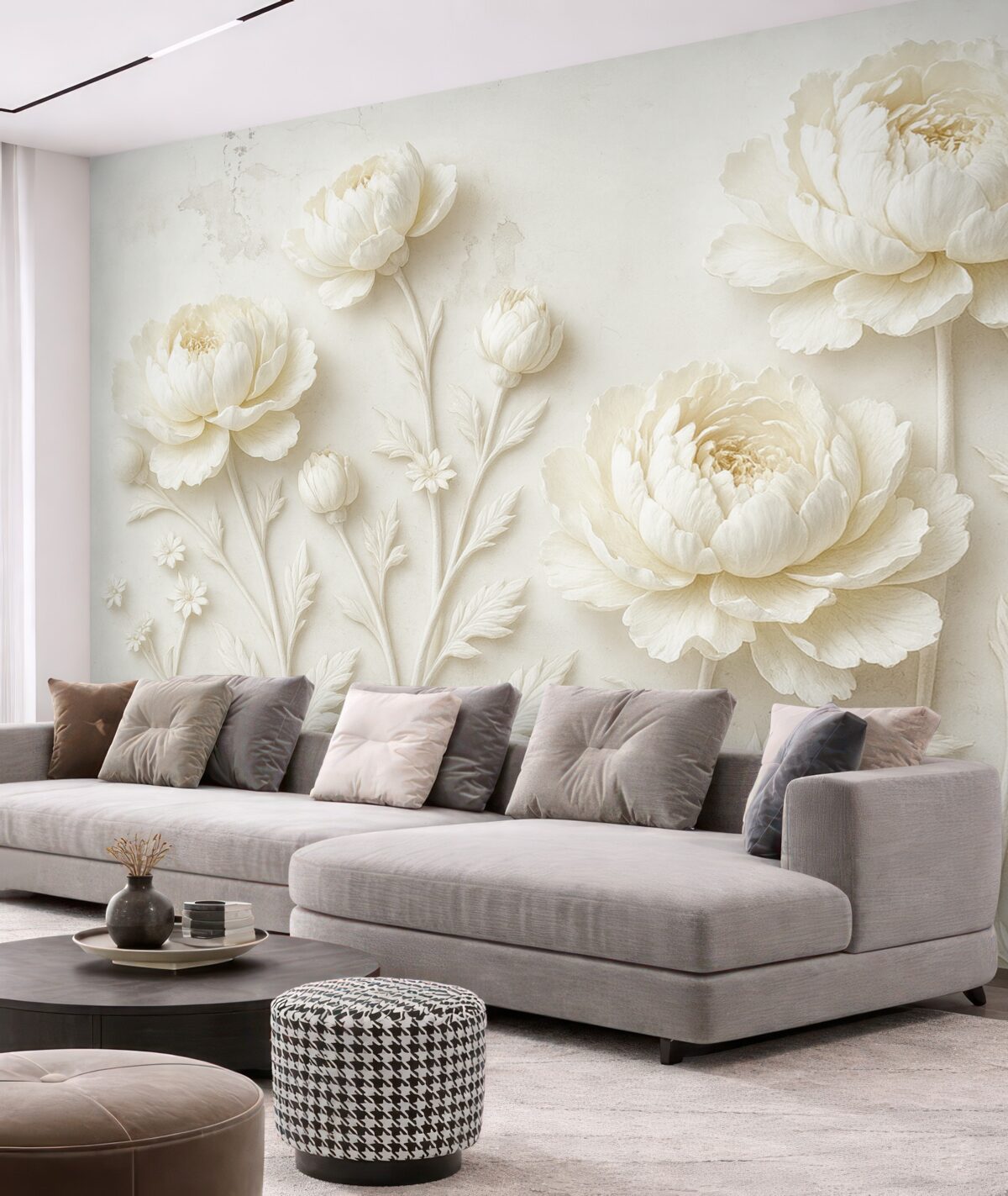 Fototapeta Kwiaty na betonowej powierzchni w klimacie grunge.