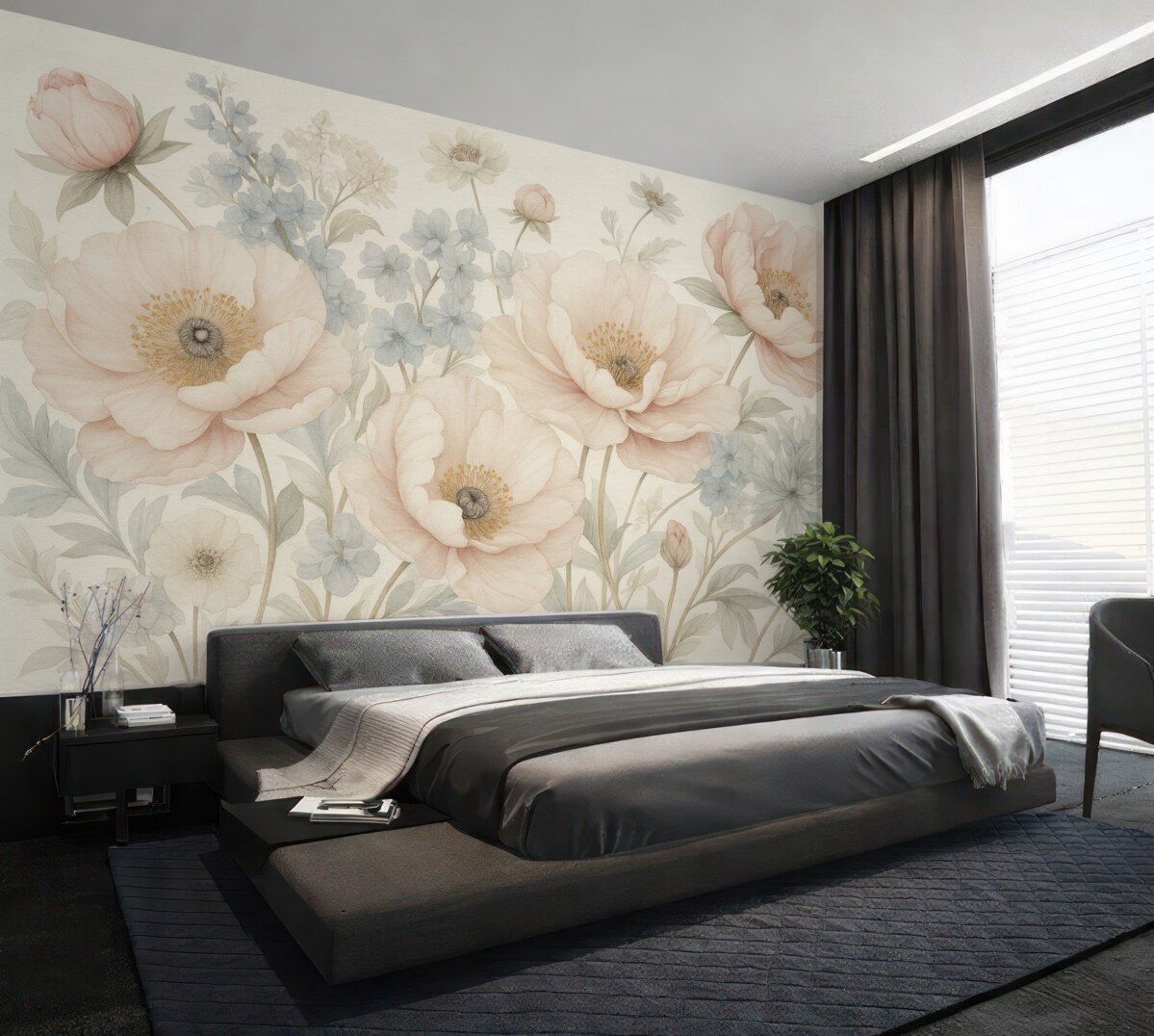 Fototapeta Bukiet kwiatów namalowany akwarelą.