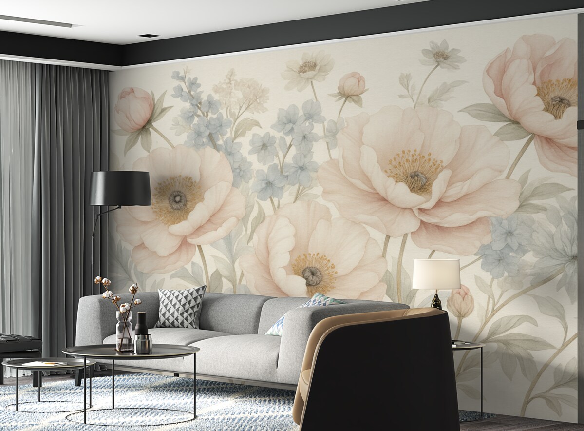 Fototapeta Bukiet kwiatów namalowany akwarelą.