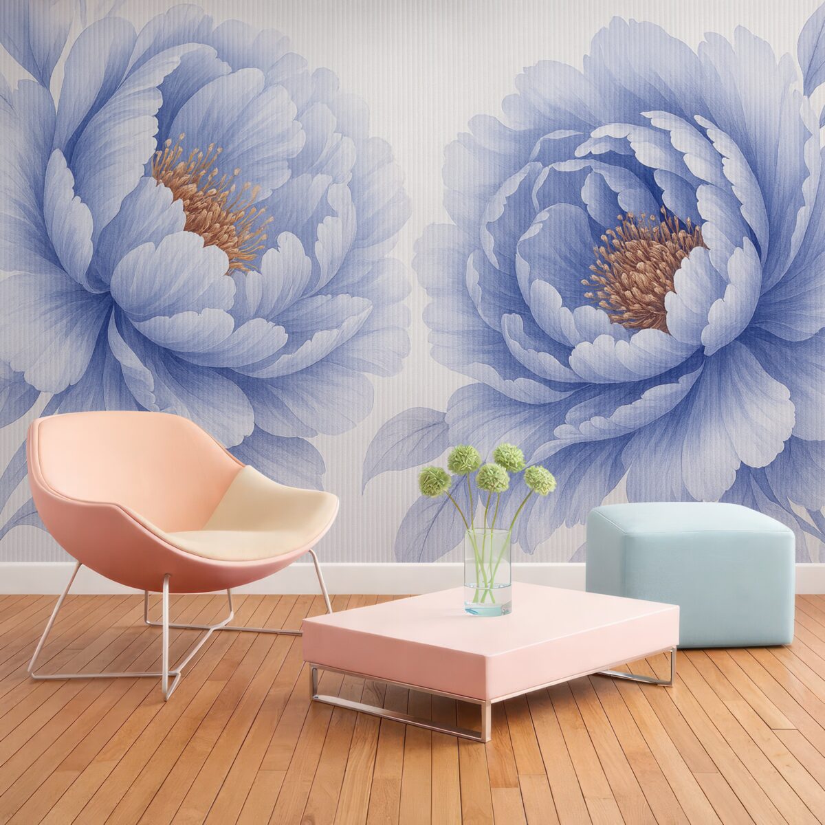 Fototapeta Kwiaty piwonii za szybą.