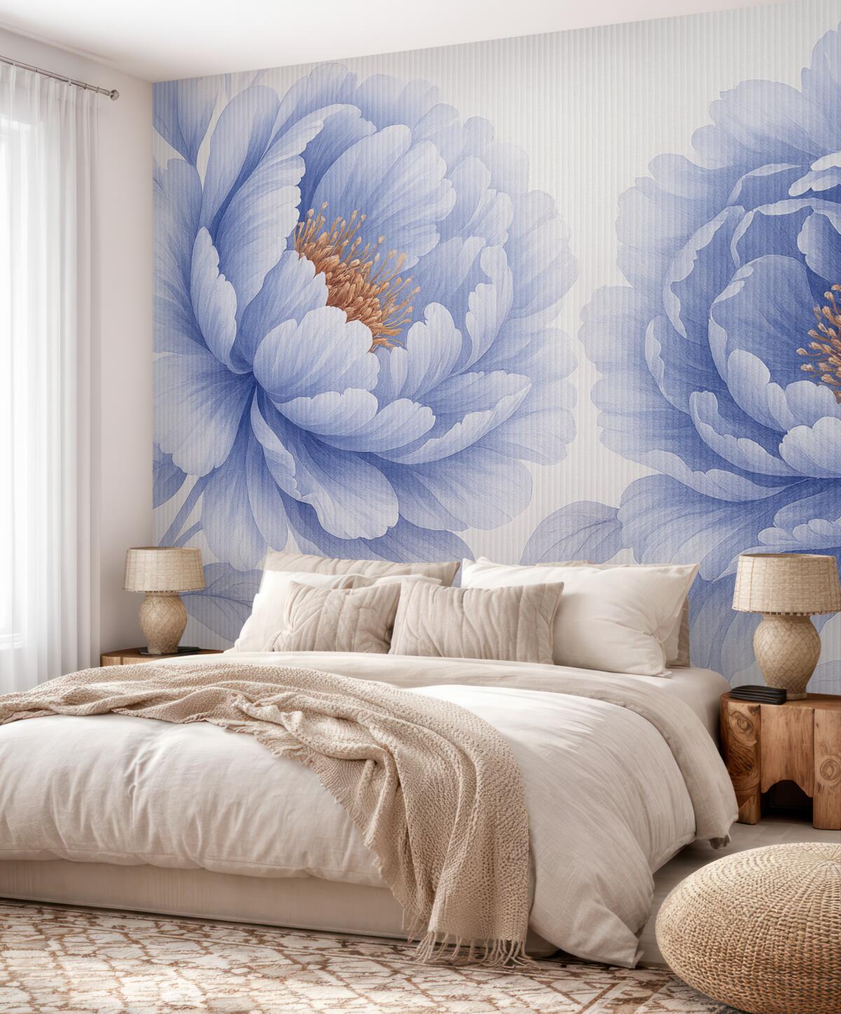 Fototapeta Kwiaty piwonii za szybą.