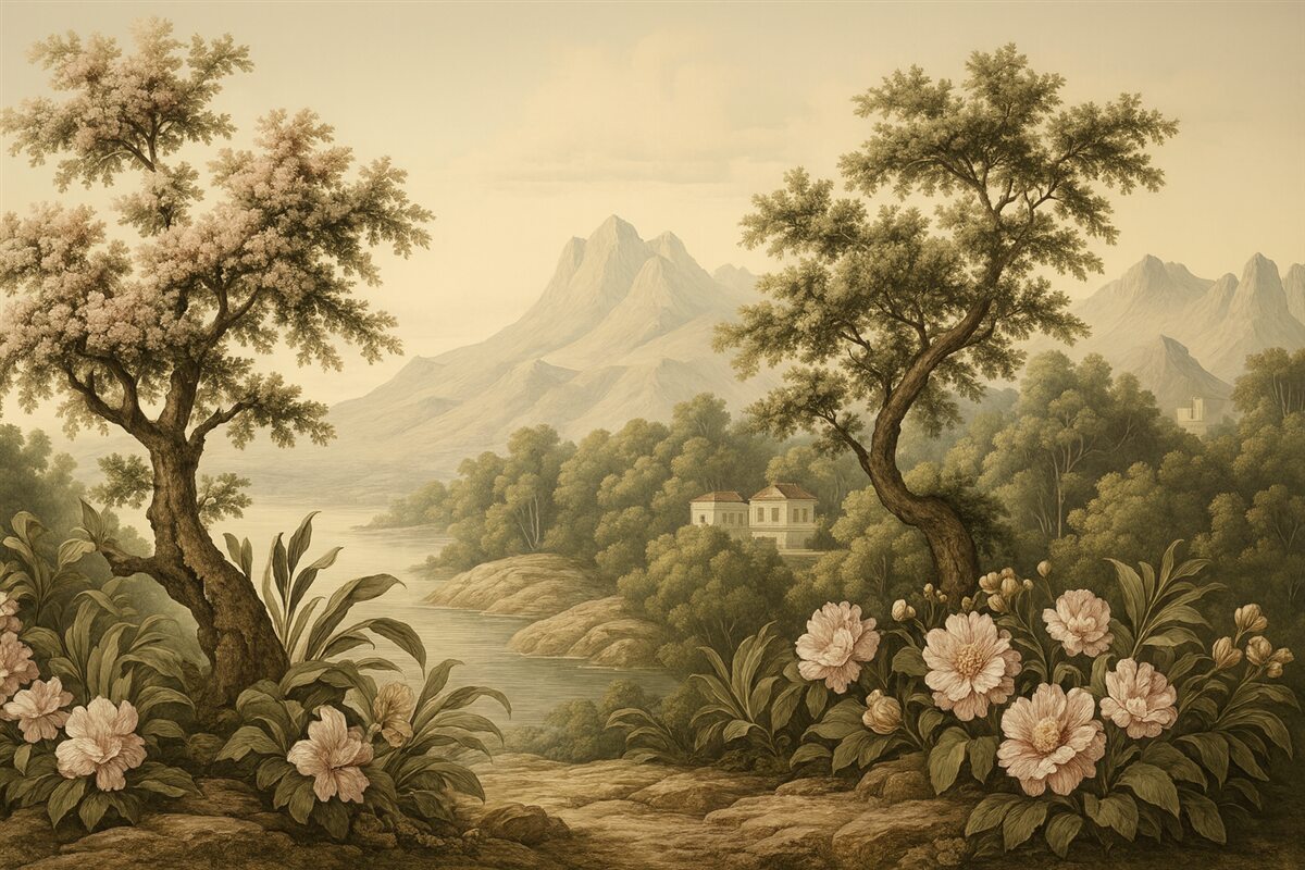 Fototapeta Krajobraz malowany w stylu retro.