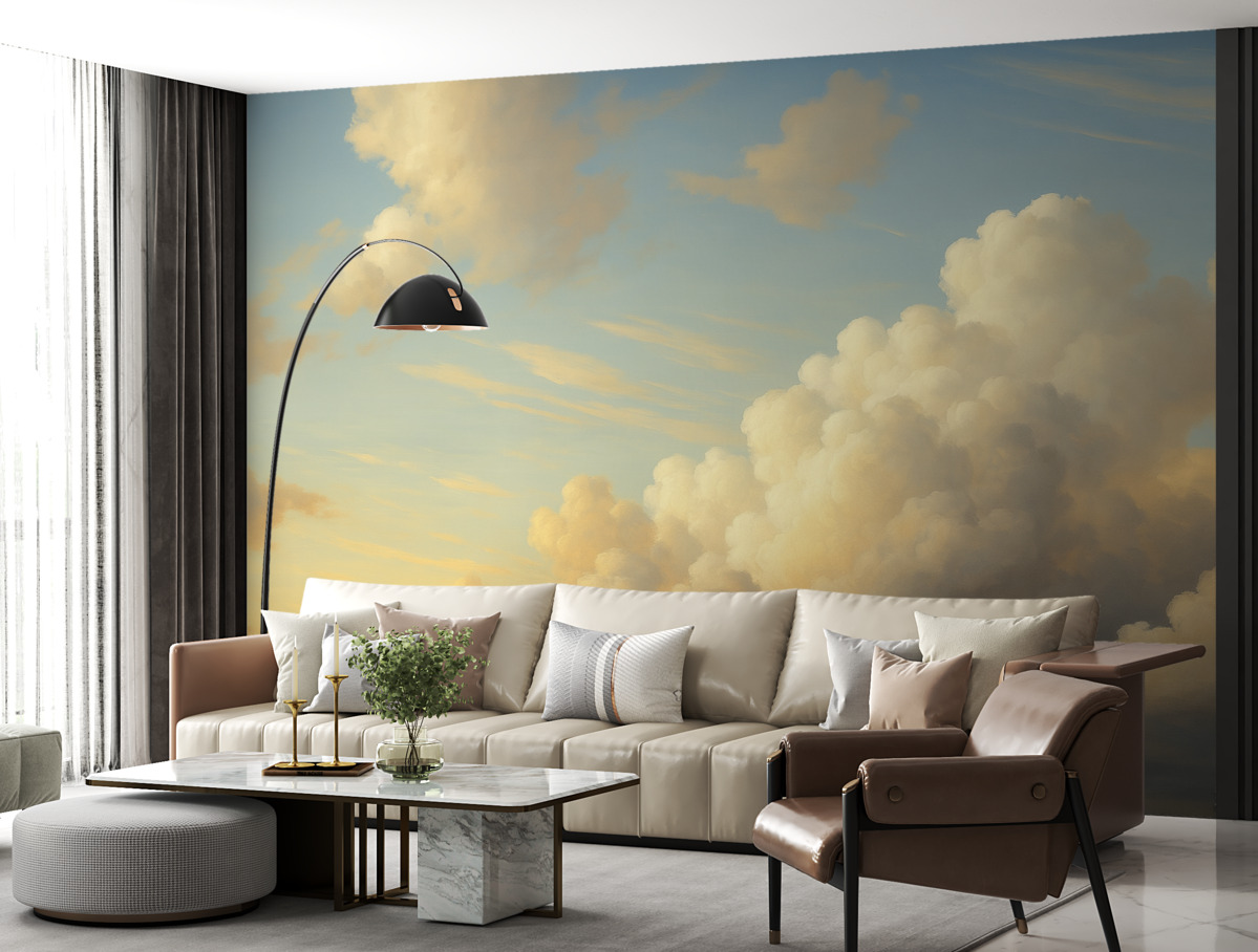 Fototapeta Chmury na niebie przypominające sztukę malarską.