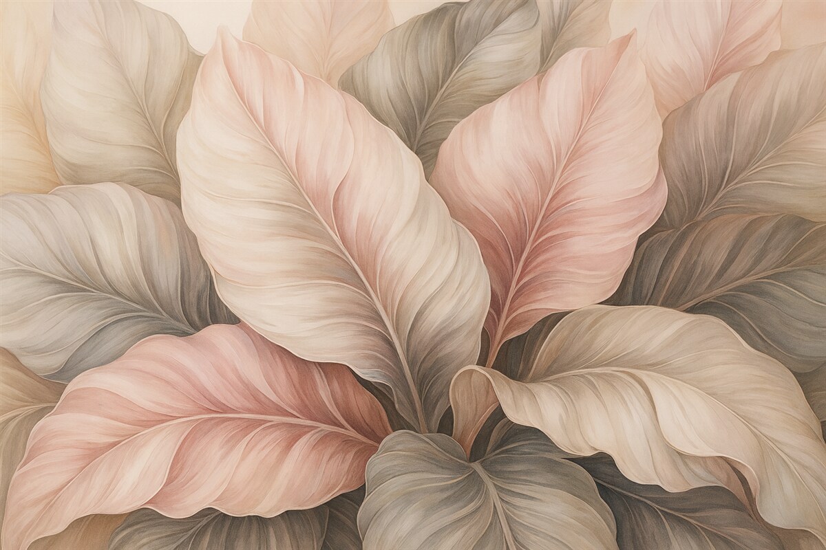 Fototapeta Liście tropikalne o błyszczących barwach.