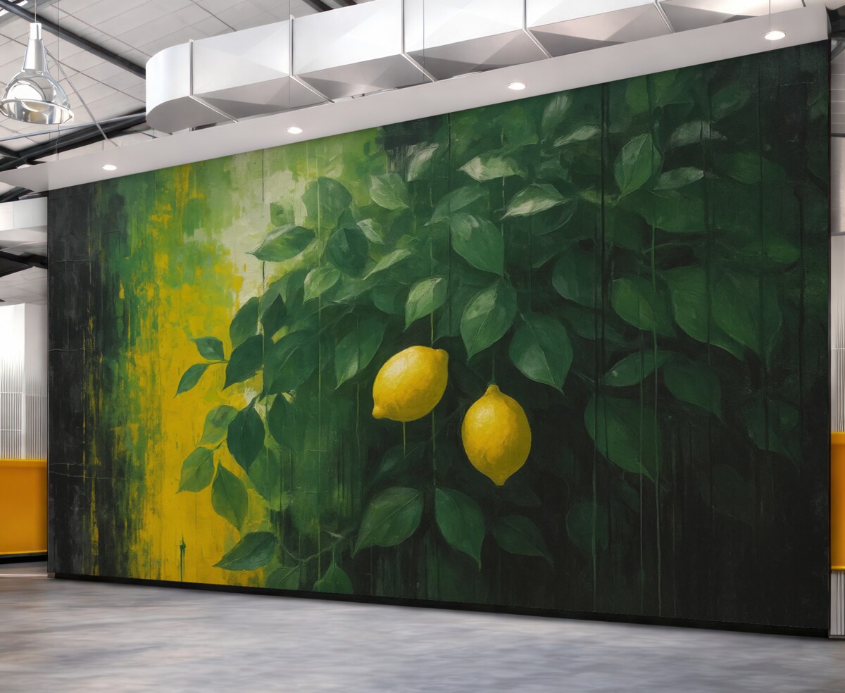 Fototapeta Cytryny na tle kontrastowym w stylu grunge.