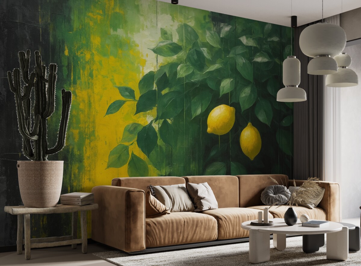 Fototapeta Cytryny na tle kontrastowym w stylu grunge.