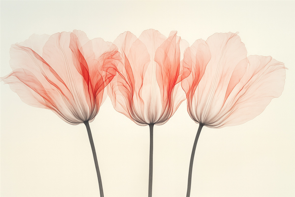 Fototapeta półprzezroczyste kwiaty tulipanów