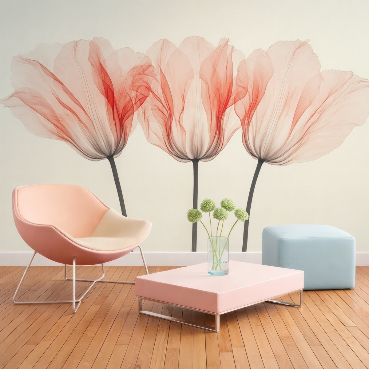 Fototapeta półprzezroczyste kwiaty tulipanów