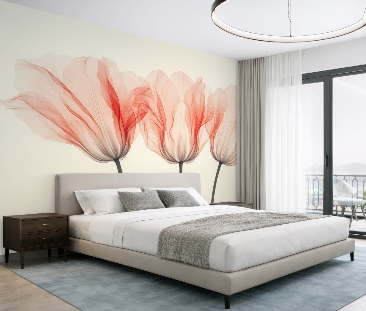 Fototapeta półprzezroczyste kwiaty tulipanów