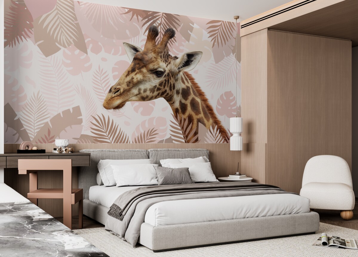 Fototapeta Ciekawska żyrafa w lesie deszczowym.