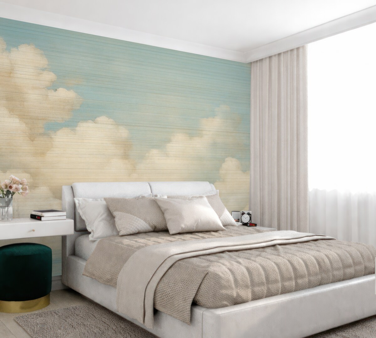 Fototapeta Delikatny horyzont, pastelowy, zamglony pejzaż.