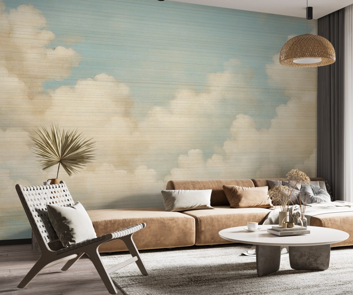 Fototapeta Delikatny horyzont, pastelowy, zamglony pejzaż.