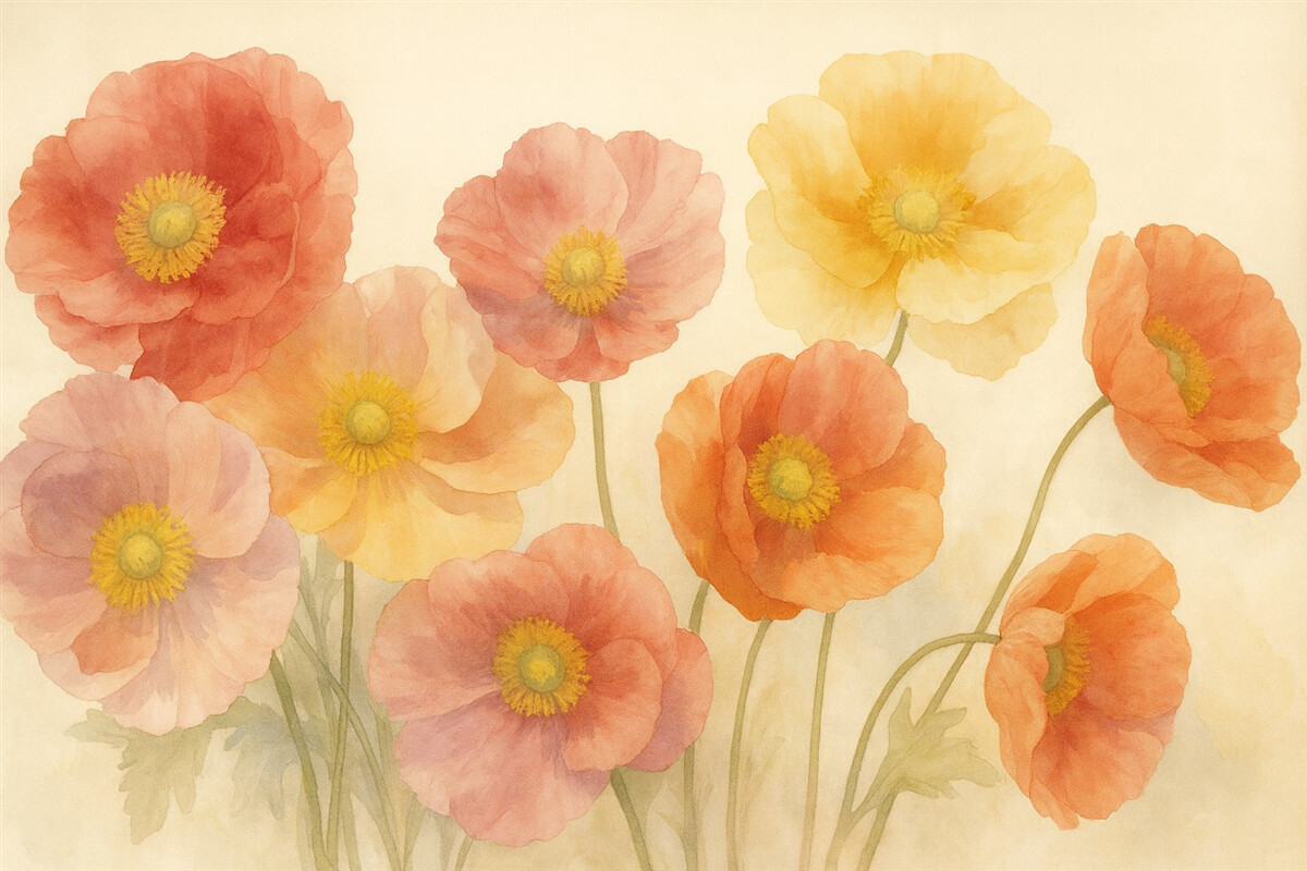 Fototapeta Barwne kwiaty maku.