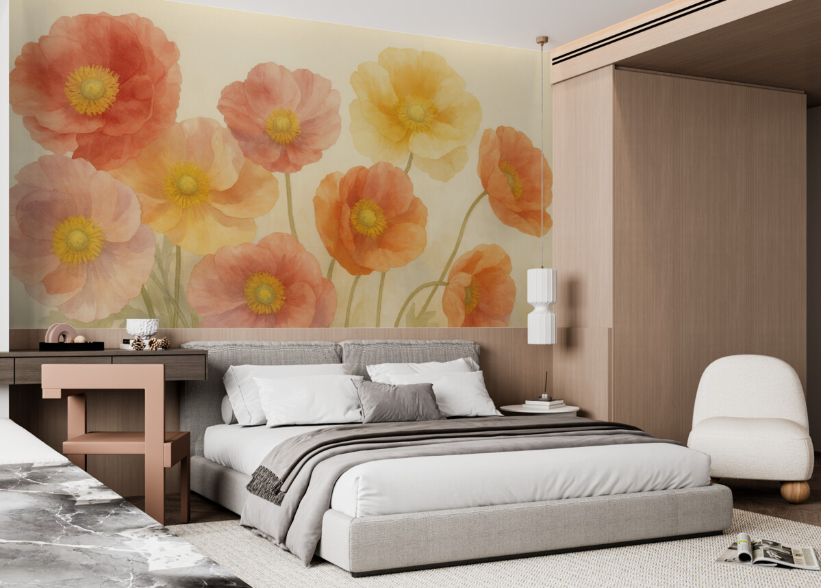 Fototapeta Barwne kwiaty maku.