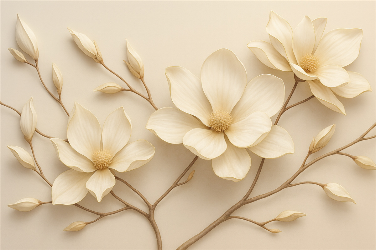 Fototapeta Kwiaty magnolii w subtelnych pastelowych tonacjach.