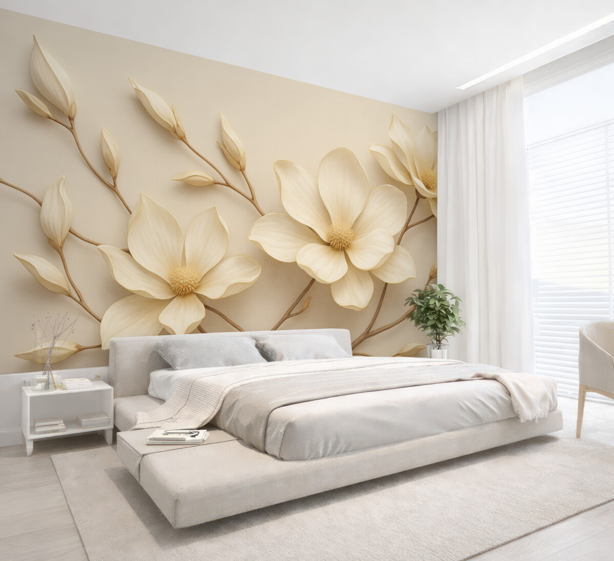 Fototapeta Kwiaty magnolii w subtelnych pastelowych tonacjach.