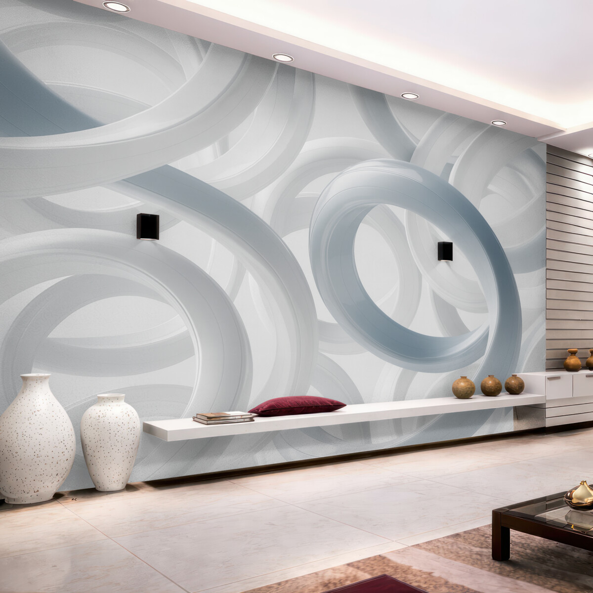 Fototapeta Abstrakcyjne kształty, tonacje niebieskiego i szarego.