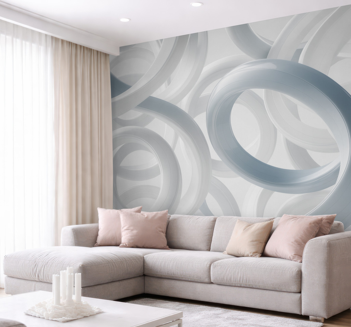 Fototapeta Abstrakcyjne kształty, tonacje niebieskiego i szarego.