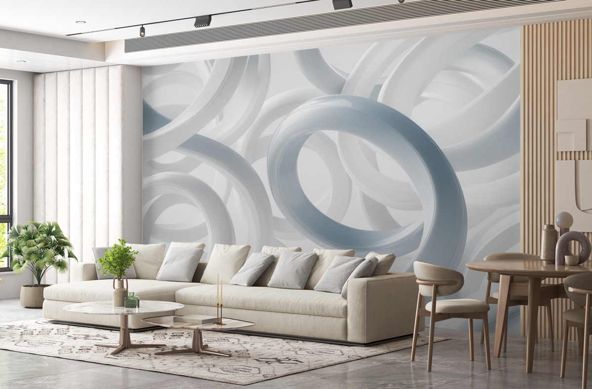 Fototapeta Abstrakcyjne kształty, tonacje niebieskiego i szarego.