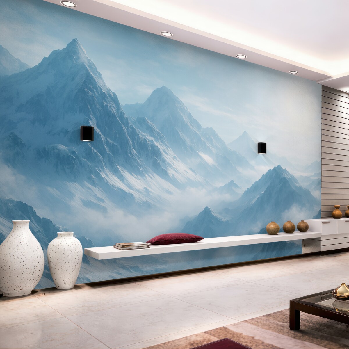 Fototapeta Góry w mgle w blasku słońca.