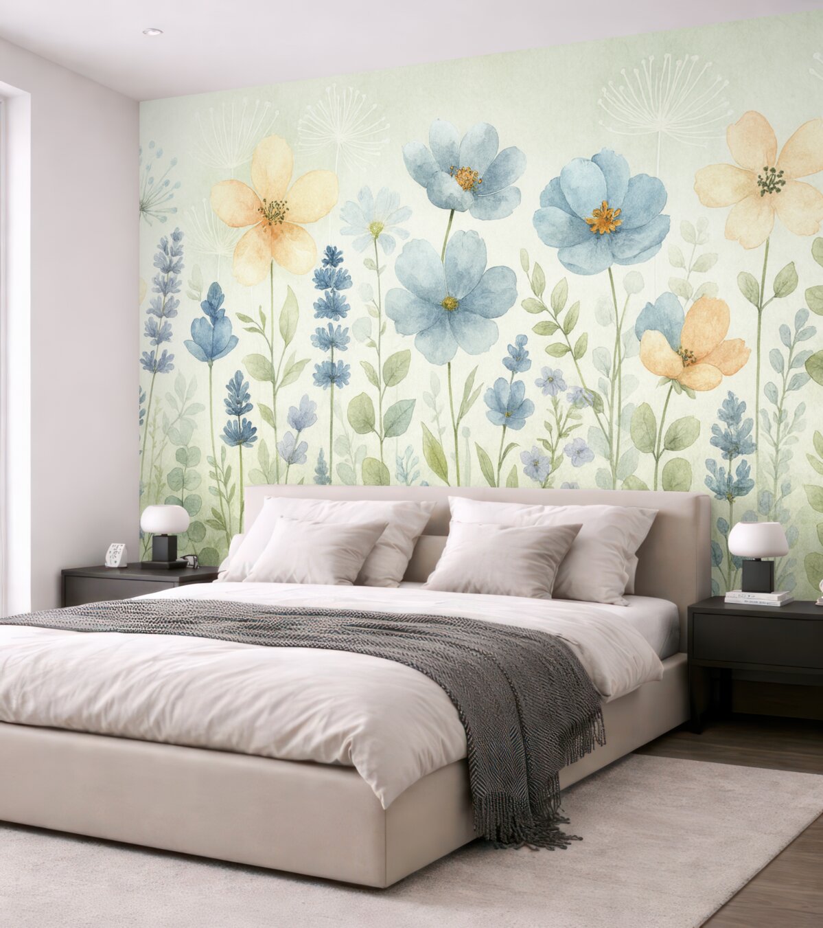 Fototapeta Rośliny i kwiaty w stylu malarstwa akwarelowego.