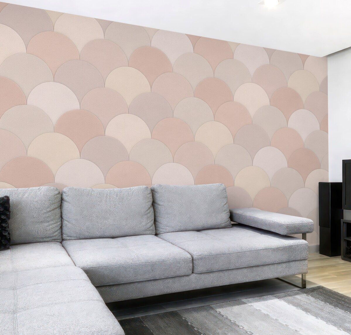 Fototapeta Stylowe łuski w tonacjach stonowanego różu, szarości oraz beżu.
