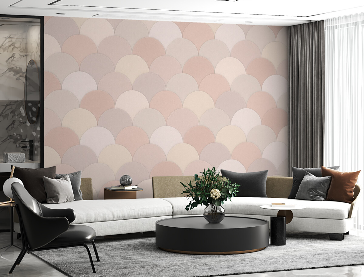 Fototapeta Stylowe łuski w tonacjach stonowanego różu, szarości oraz beżu.