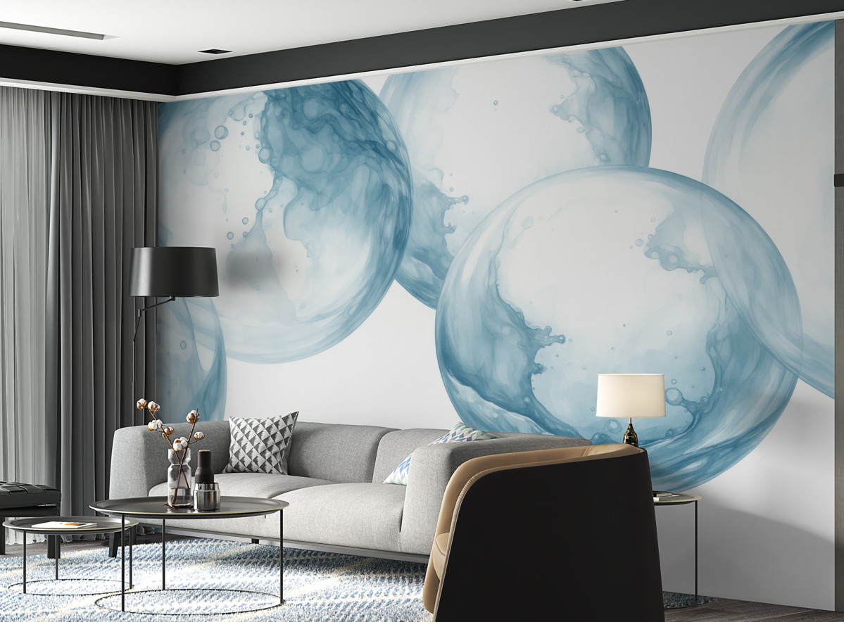 Fototapeta Bąbelki wody przypominające akwarelę.