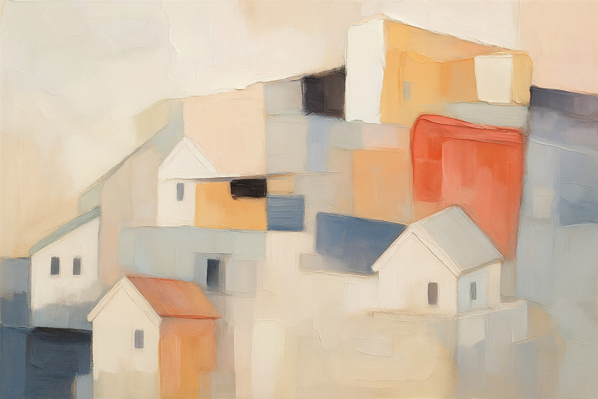 Fototapeta Abstrakcyjne budynki naśladujące sztukę malarską.