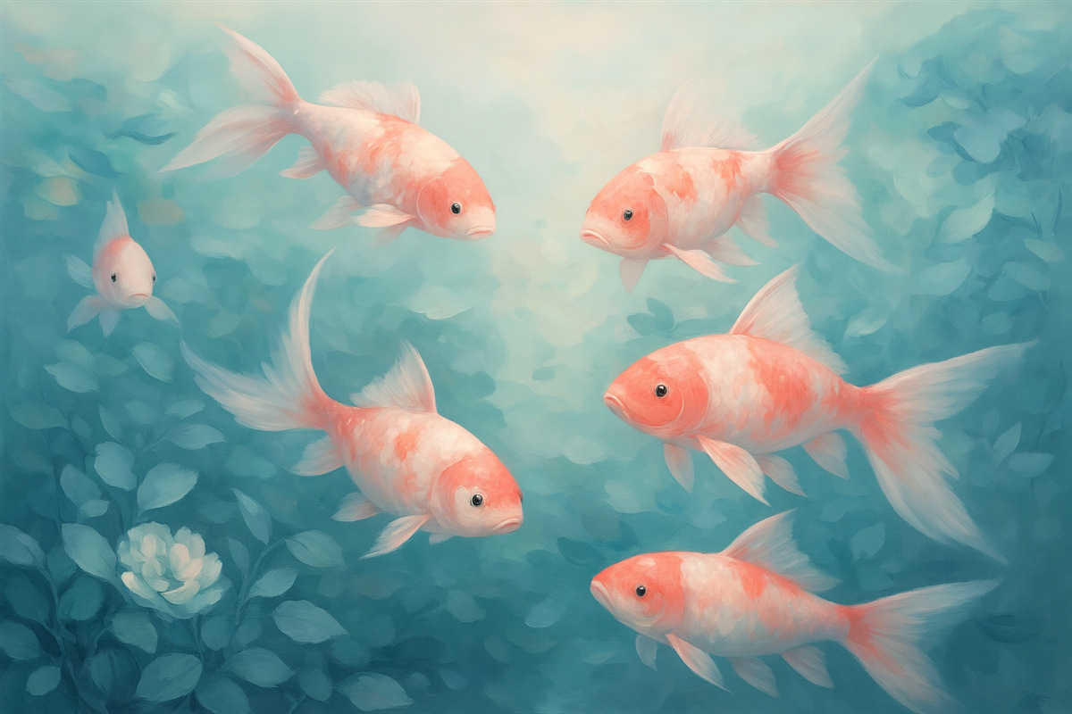 Fototapeta Różowy rybka w wodzie.