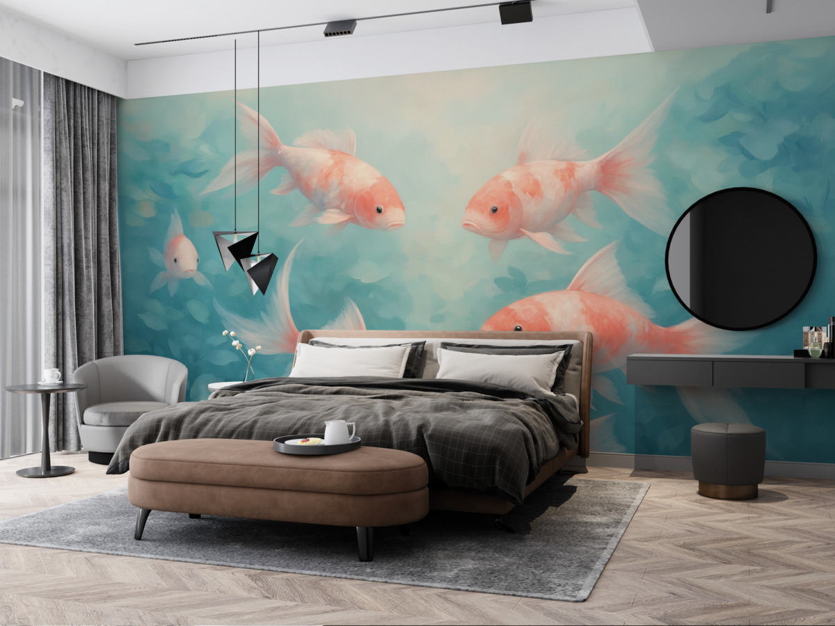 Fototapeta Różowy rybka w wodzie.