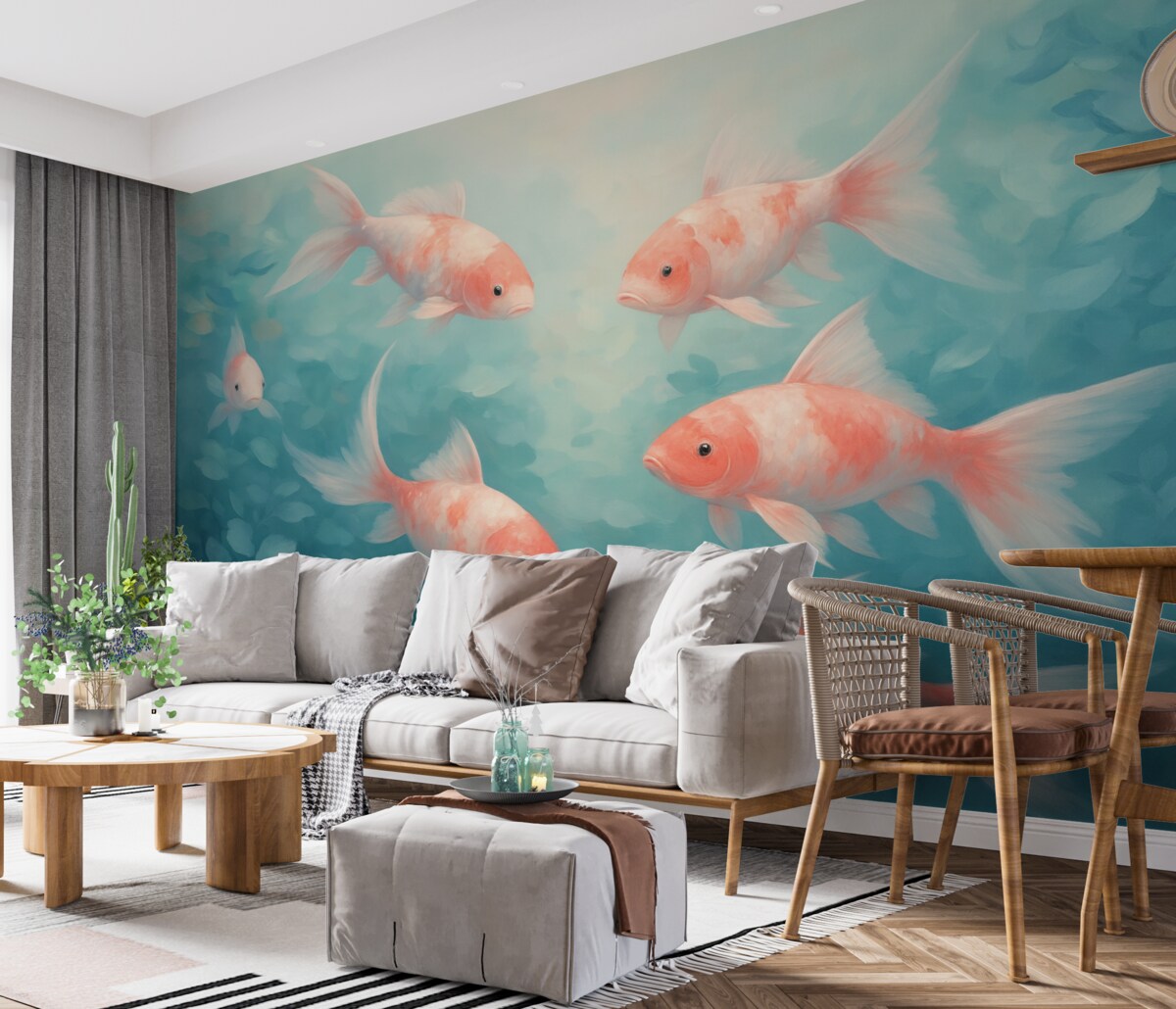 Fototapeta Różowy rybka w wodzie.