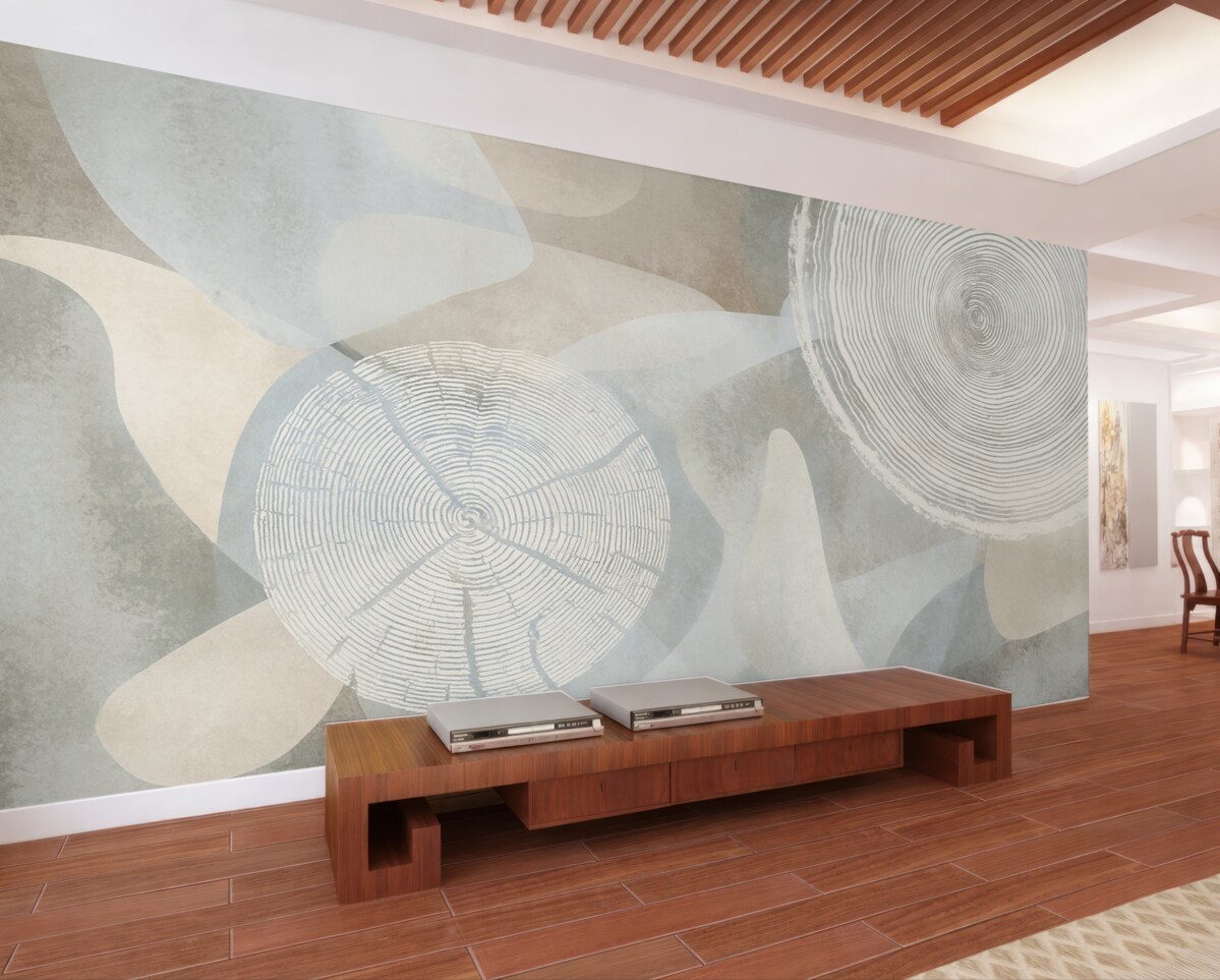 Fototapeta nowoczesne abstrakcyjne formy oraz roczne pierścienie drzew