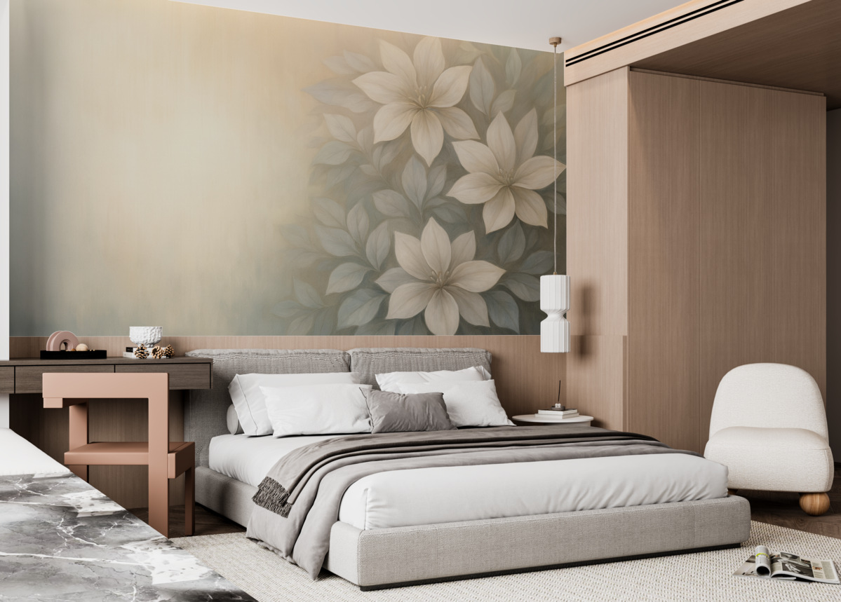 Fototapeta Stylowe kwiaty w technice malarstwa olejnego.