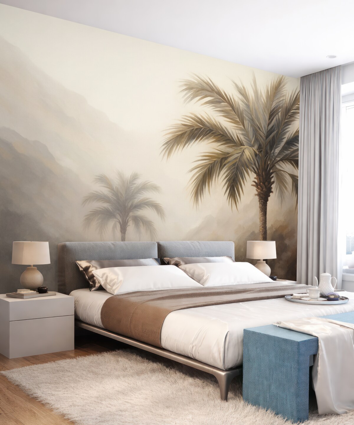 Fototapeta Obraz odzwierciedlający palmę.