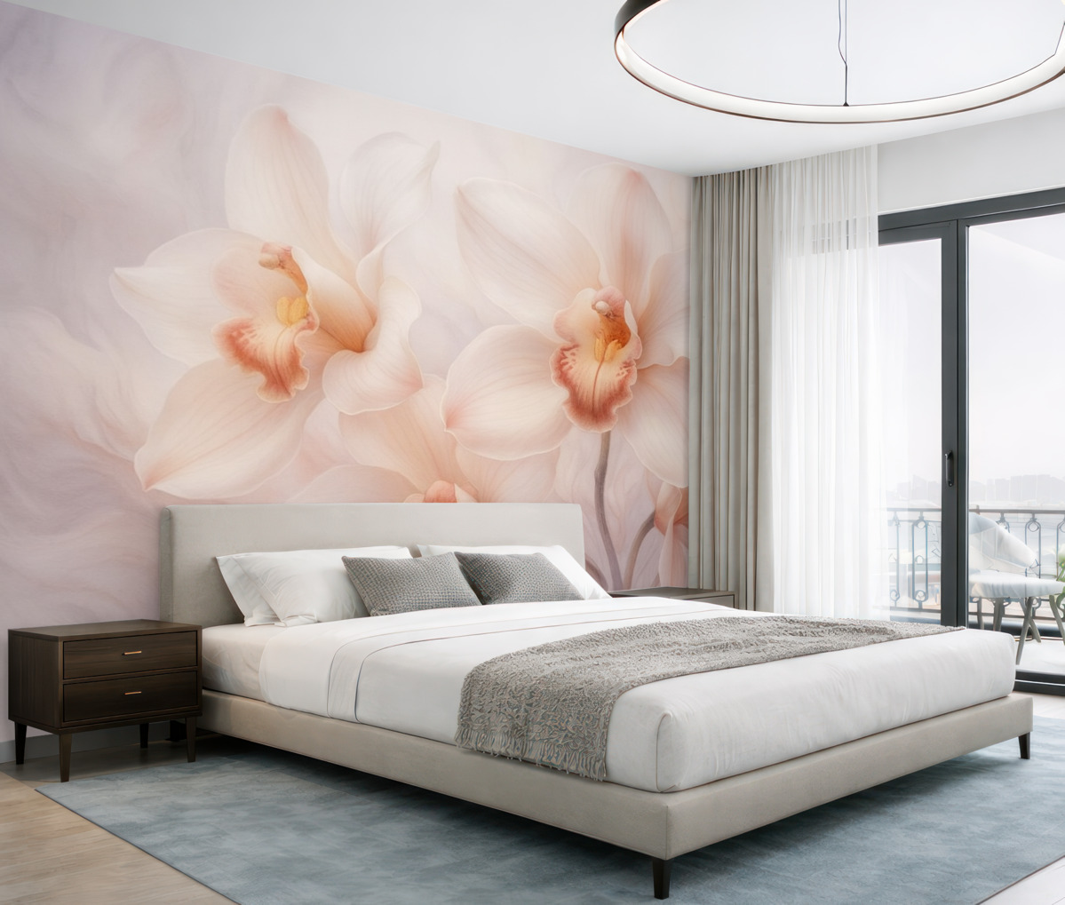 Fototapeta Delikatność orchidei, płatki, gładkie kontury, efekt zamglenia.