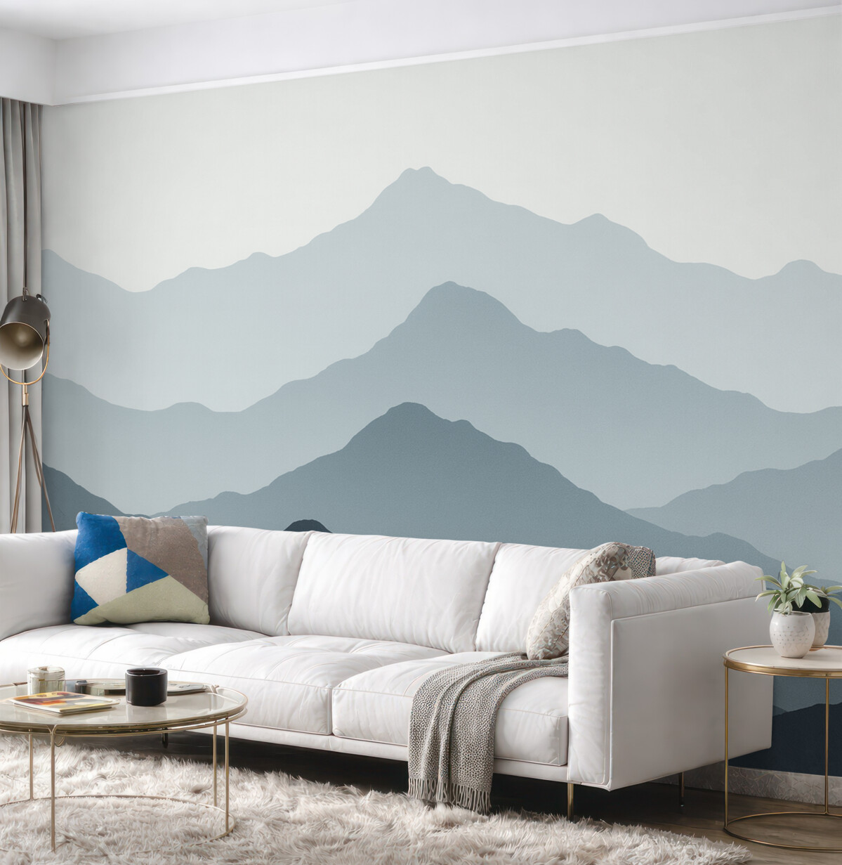 Fototapeta Góry, nieuchwytne kształty, nakładane warstwy, zarysy grzbietów, delikatne linie.