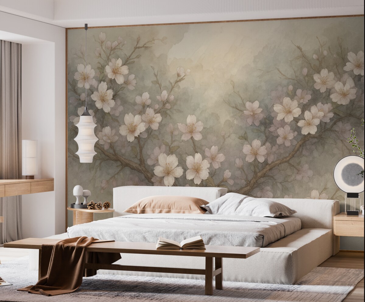 Fototapeta Abstrakcyjne gałęzie kwiatowe w akwareli.