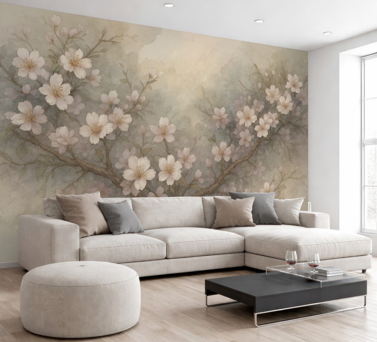 Fototapeta Abstrakcyjne gałęzie kwiatowe w akwareli.