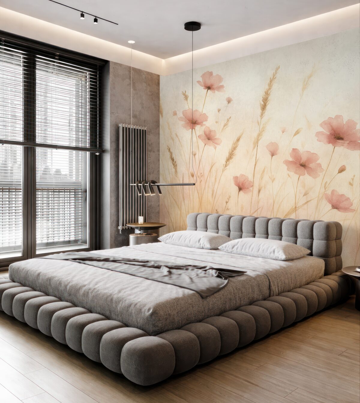 Fototapeta Dzikie kwiaty na suchej trawie stylizacja akwarelowa.