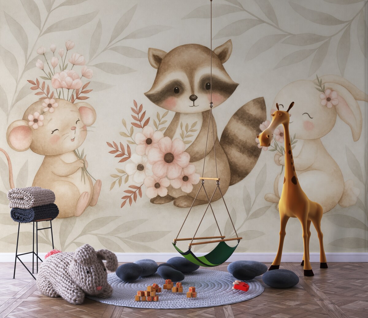 Fototapeta Dzikie zwierzęta z roślinami.