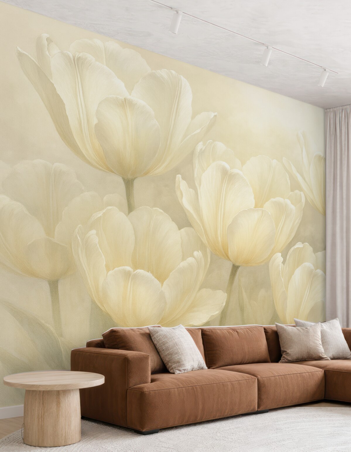 Fototapeta Cudowne tulipany, floralne, jasnobeżowe odcienie, realizm.